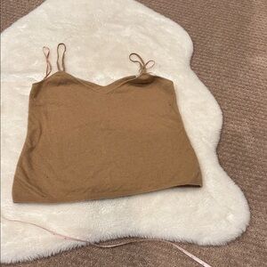 Vince Cashmere Crochet  Strap Camisole in Camel